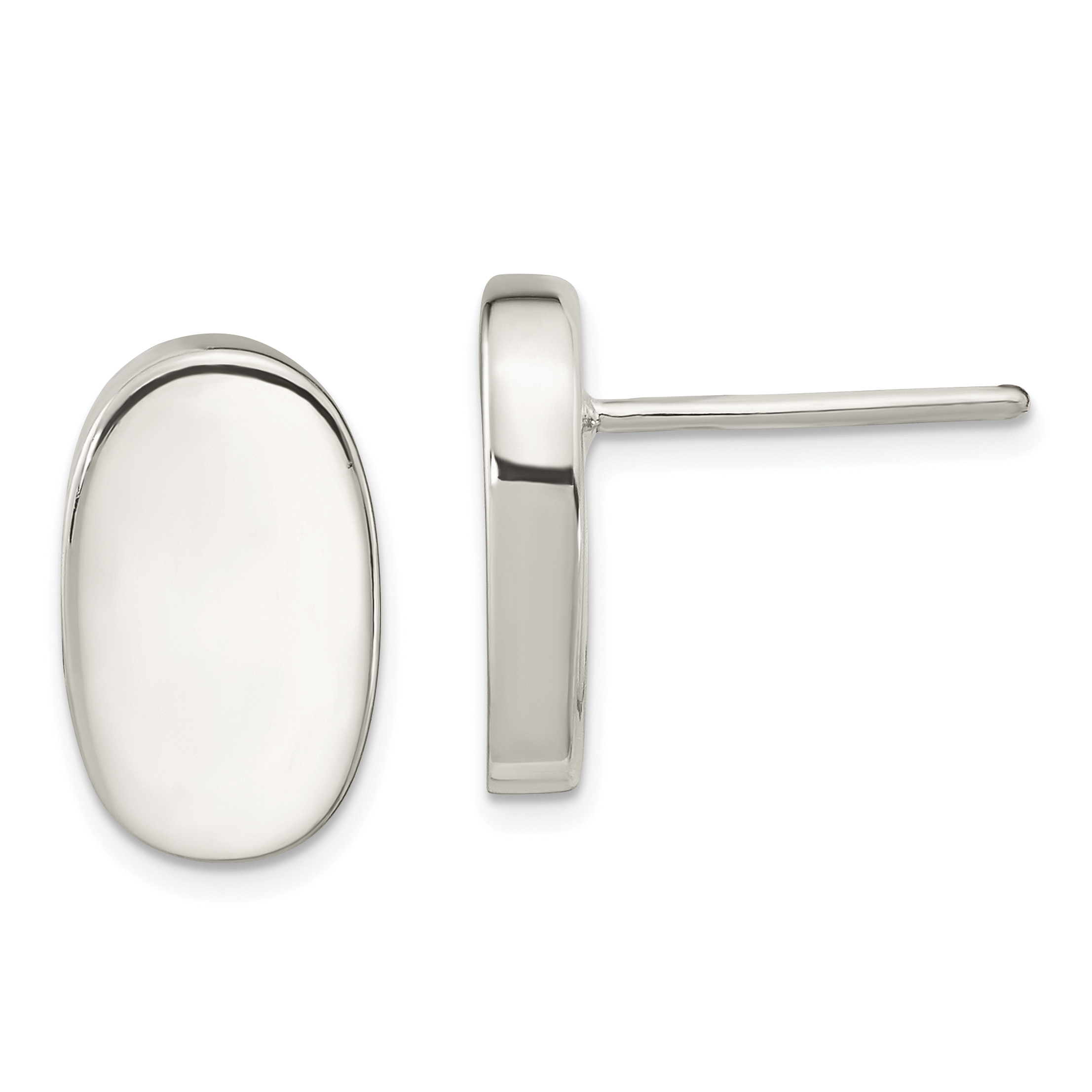 Sterling Silver Polished Oval Post Earrings (QE16023)