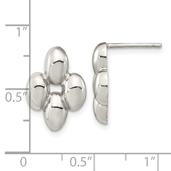 Sterling Silver Polished Puffed Post Earrings