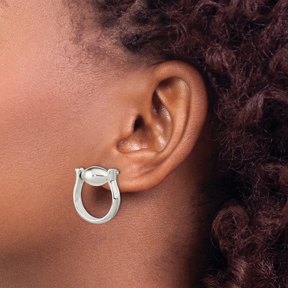 Sterling Silver Polished Hoop Dangle Post Earrings