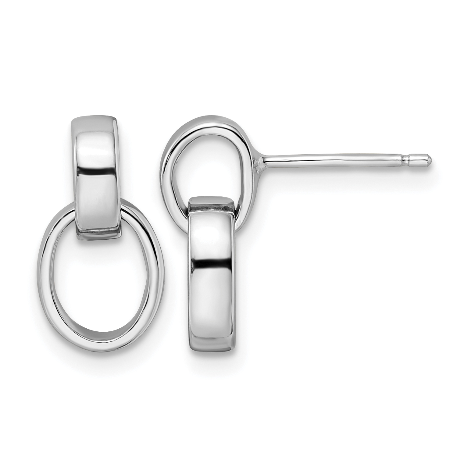 Sterling Silver Rhodium-plated Polished Link Post Earrings (QE16032)