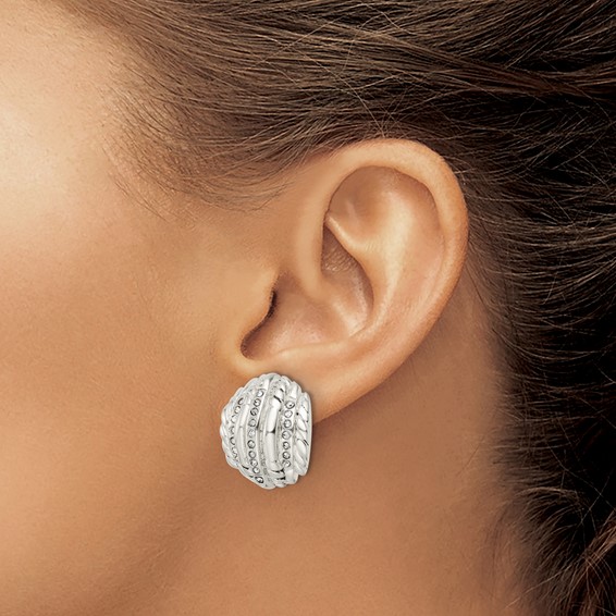 Sterling Silver Polished Crystal Post Earrings