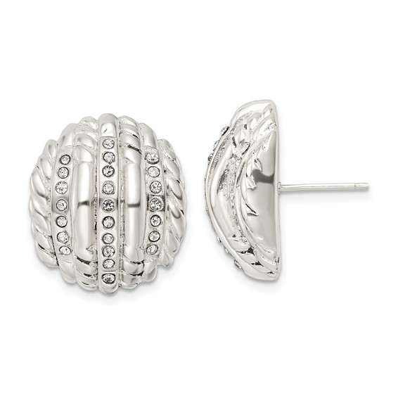 Sterling Silver Polished Crystal Post Earrings