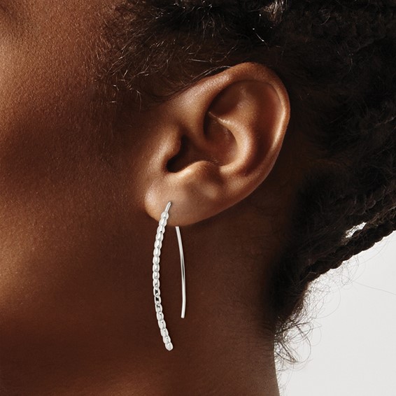 Sterling Silver Polished & Textured Threader Earrings