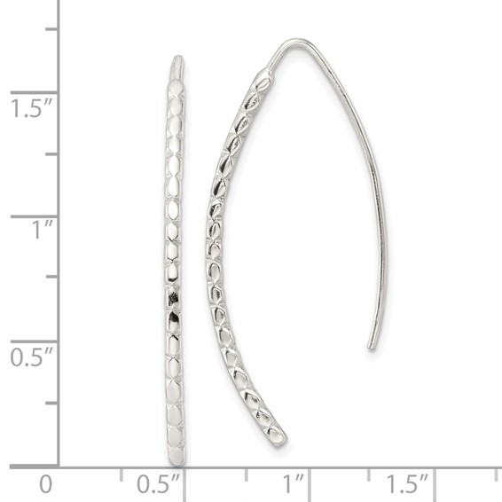 Sterling Silver Polished & Textured Threader Earrings