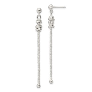 Sterling Silver Fancy Knot w/Chain Post Dangle Earrings