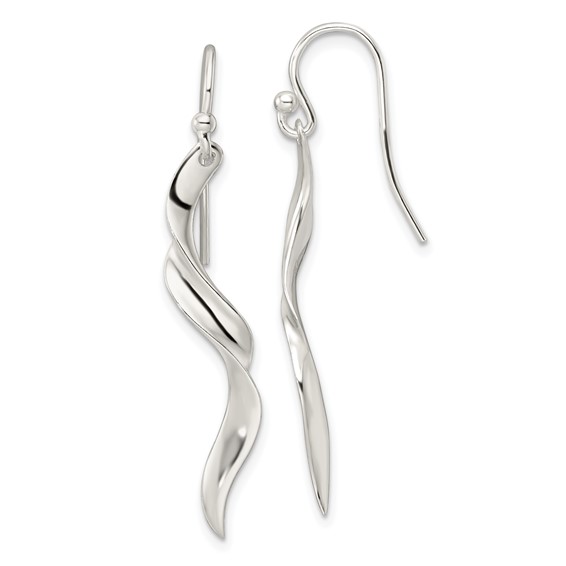 Sterling Silver Polished Twisted Dangle Earrings