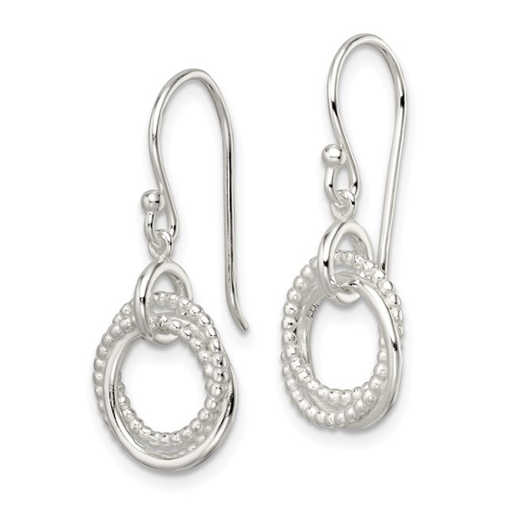 Sterling Silver Polished Intertwined Circles Dangle Earrings