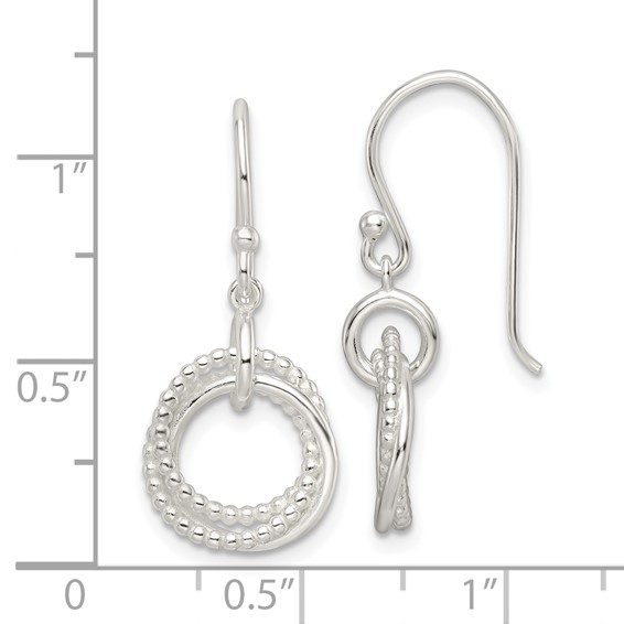 Sterling Silver Polished Intertwined Circles Dangle Earrings