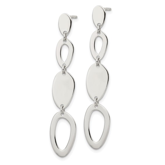 Sterling Silver Polished Fancy Ovals Post Dangle Earrings