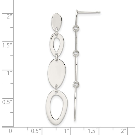 Sterling Silver Polished Fancy Ovals Post Dangle Earrings
