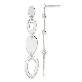 Sterling Silver Polished Fancy Ovals Post Dangle Earrings