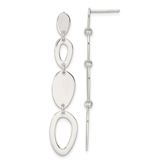 Sterling Silver Polished Fancy Ovals Post Dangle Earrings