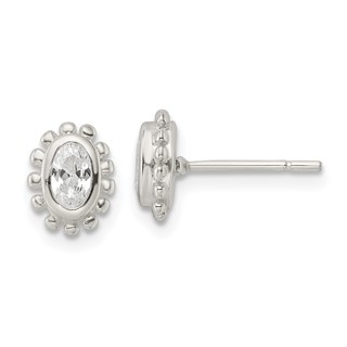 Beaded Edge CZ Post Earrings