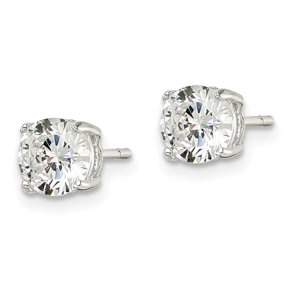 Sterling Silver Polished 6mm Round CZ Heart Basket Set Stud Earrings (QE16130)
