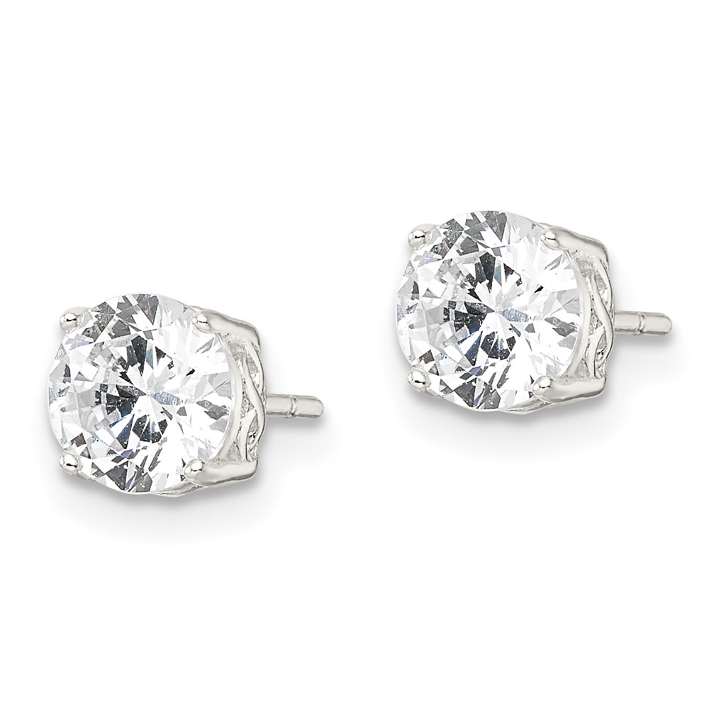 Sterling Silver Polished 6mm Round CZ Infinity Basket Set Stud Earrings (QE16131)