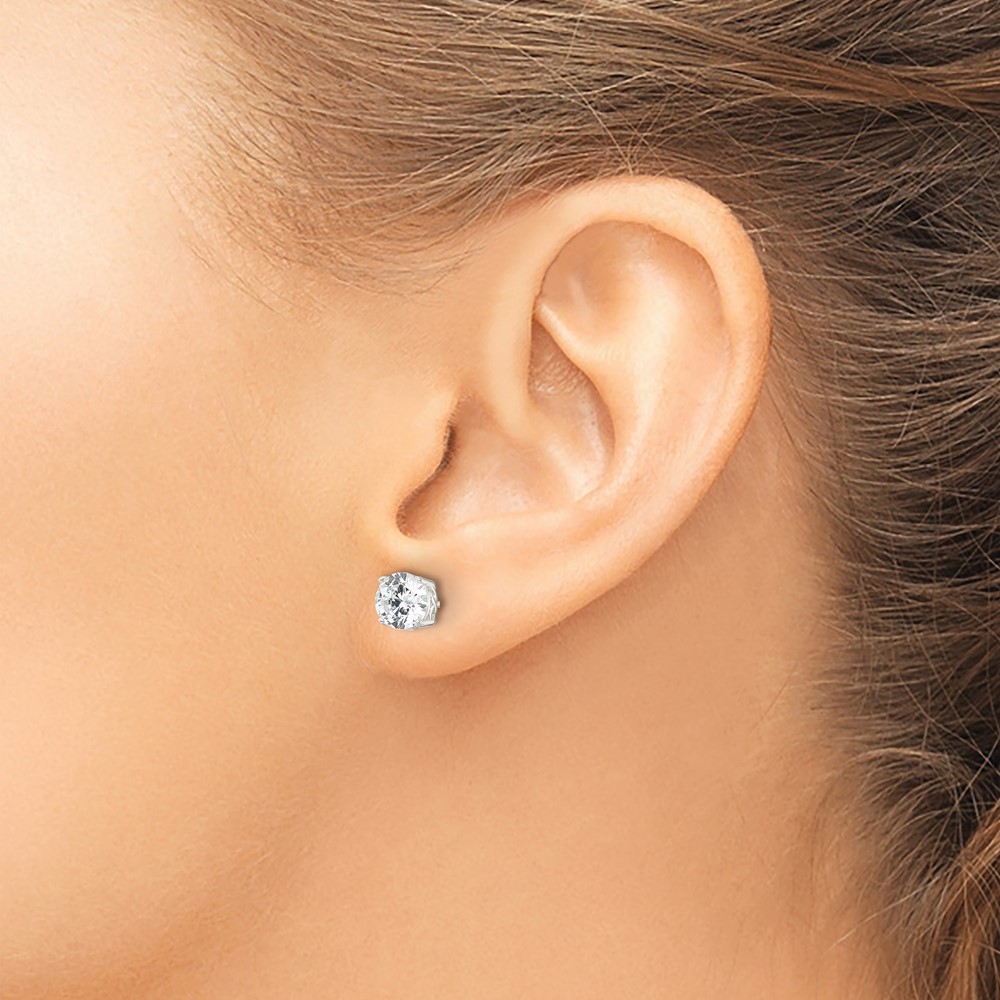Sterling Silver Polished 6mm Round CZ Infinity Basket Set Stud Earrings (QE16131)