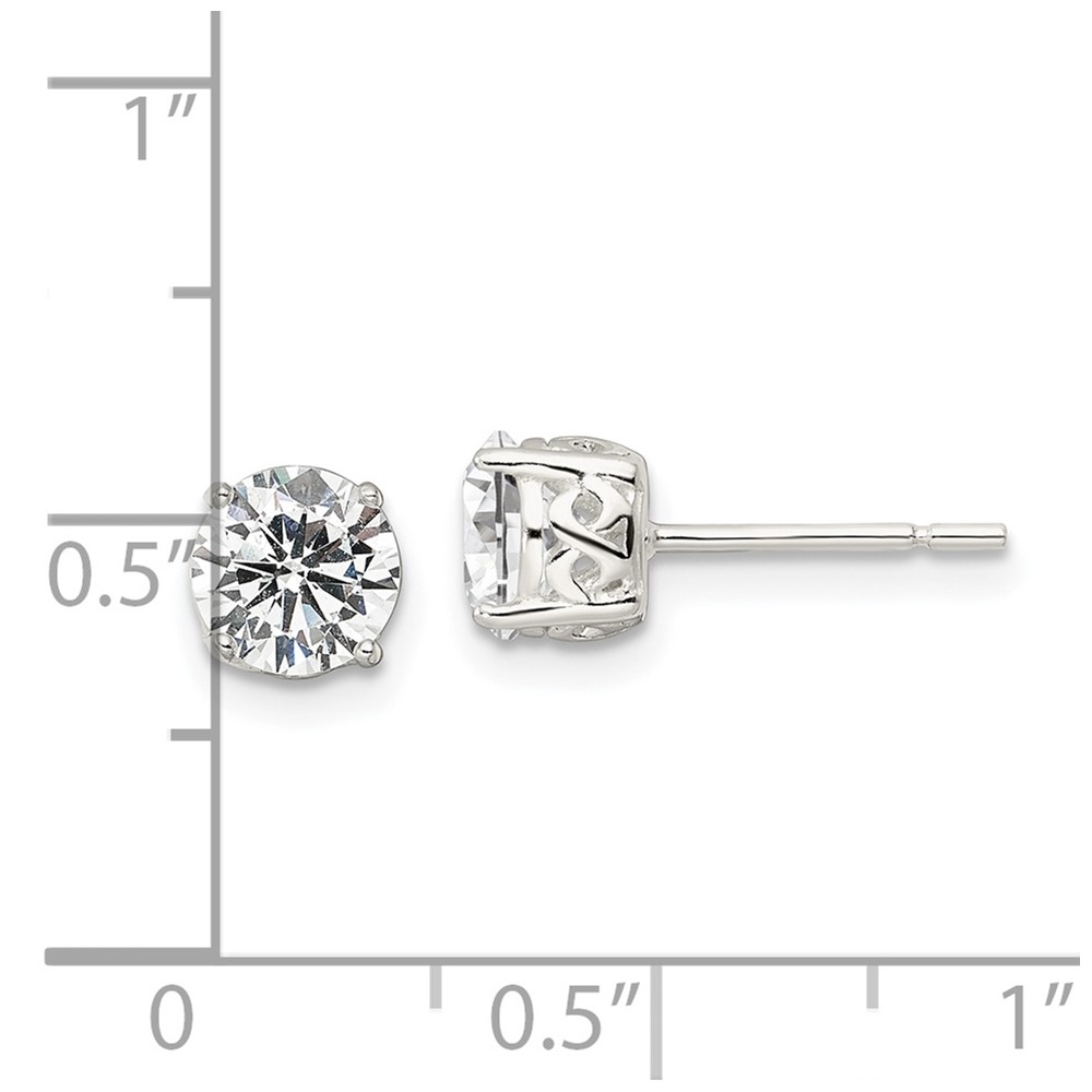 Sterling Silver Polished 6mm Round CZ Infinity Basket Set Stud Earrings (QE16131)
