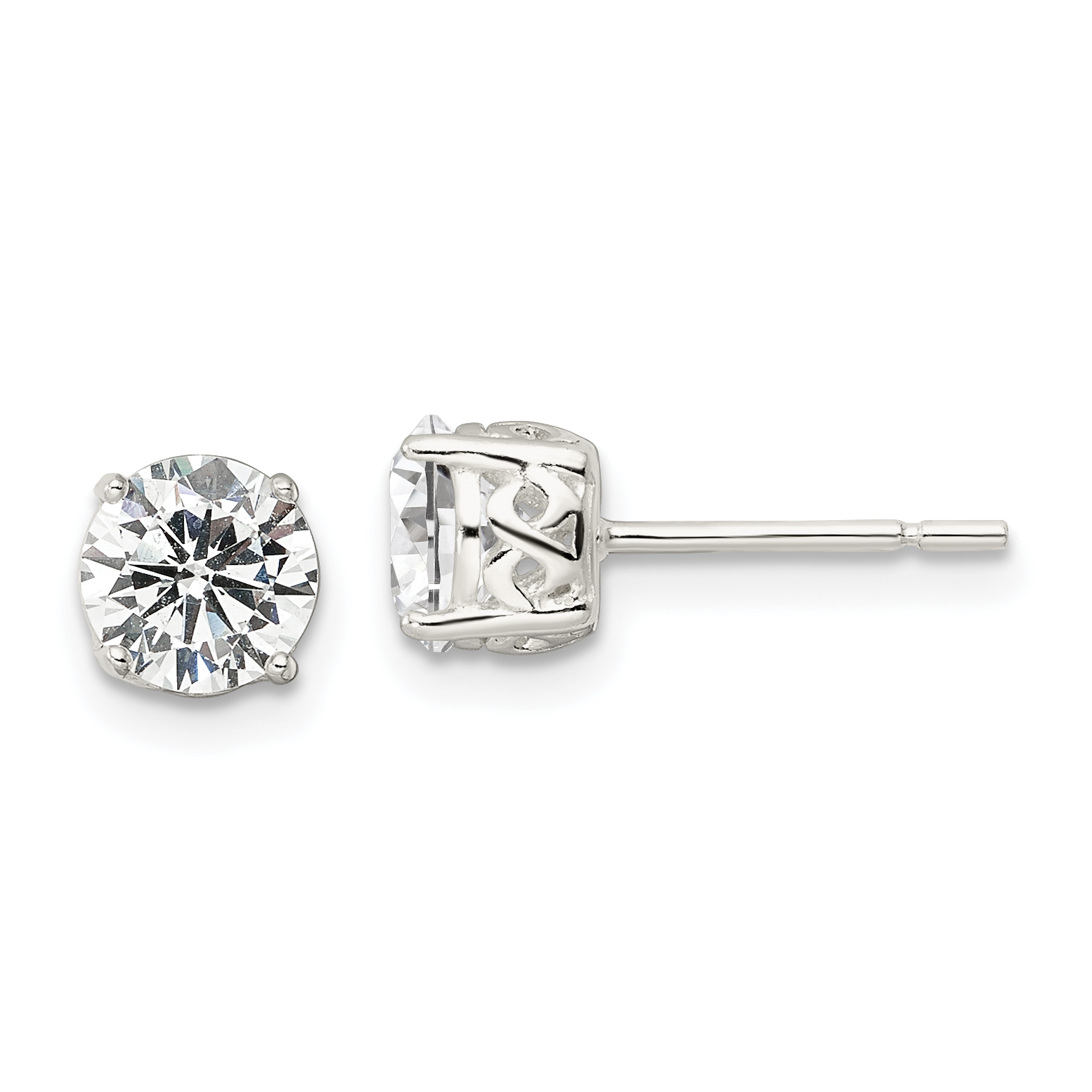 Sterling Silver Polished 6mm Round CZ Infinity Basket Set Stud Earrings (QE16131)