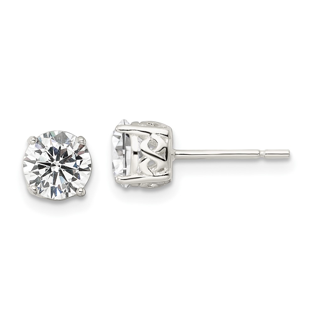 Sterling Silver Polished 6mm Round CZ Infinity Basket Set Stud Earrings (QE16131)