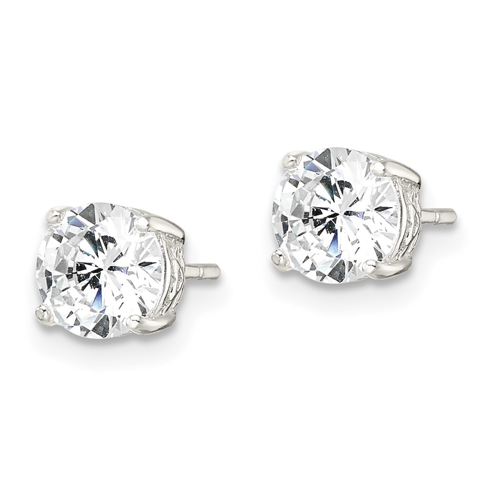 Sterling Silver Polished 6mm Round CZ Heart Basket Set Stud Earrings (QE16132)