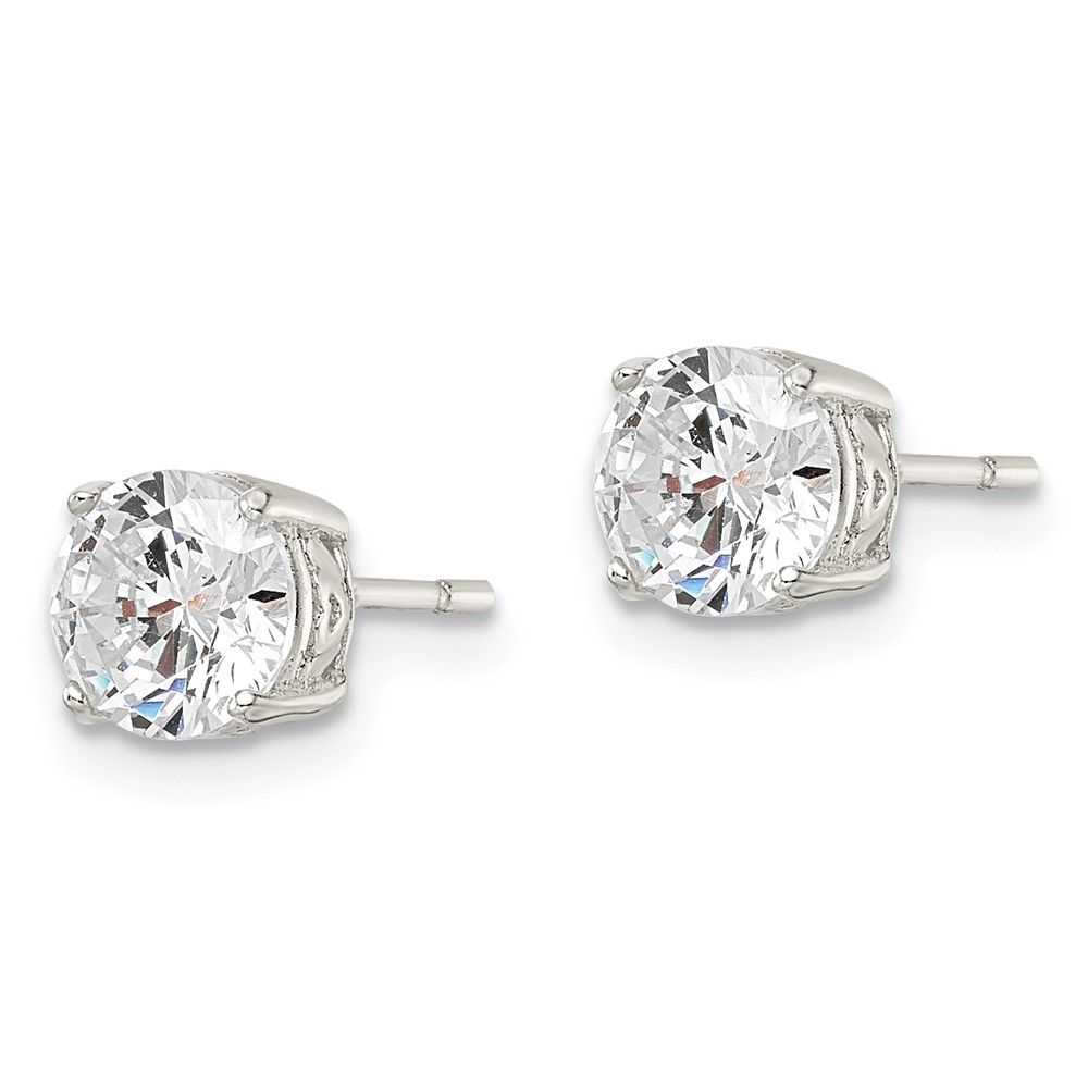 Sterling Silver Polished 6mm Round CZ Heart Basket Set Stud Earrings (QE16133)