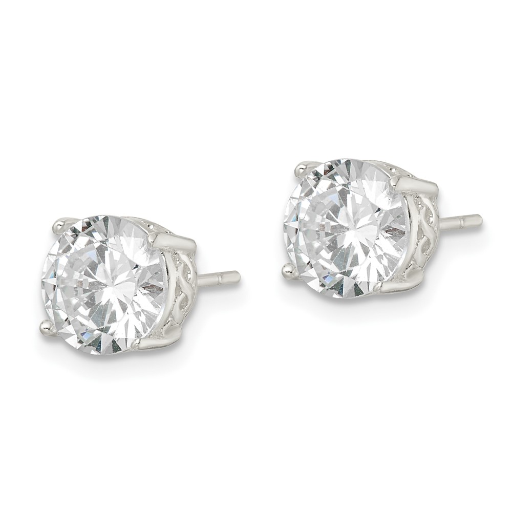 Sterling Silver Polished 8mm Round CZ Infinity Basket Set Stud Earrings (QE16134)