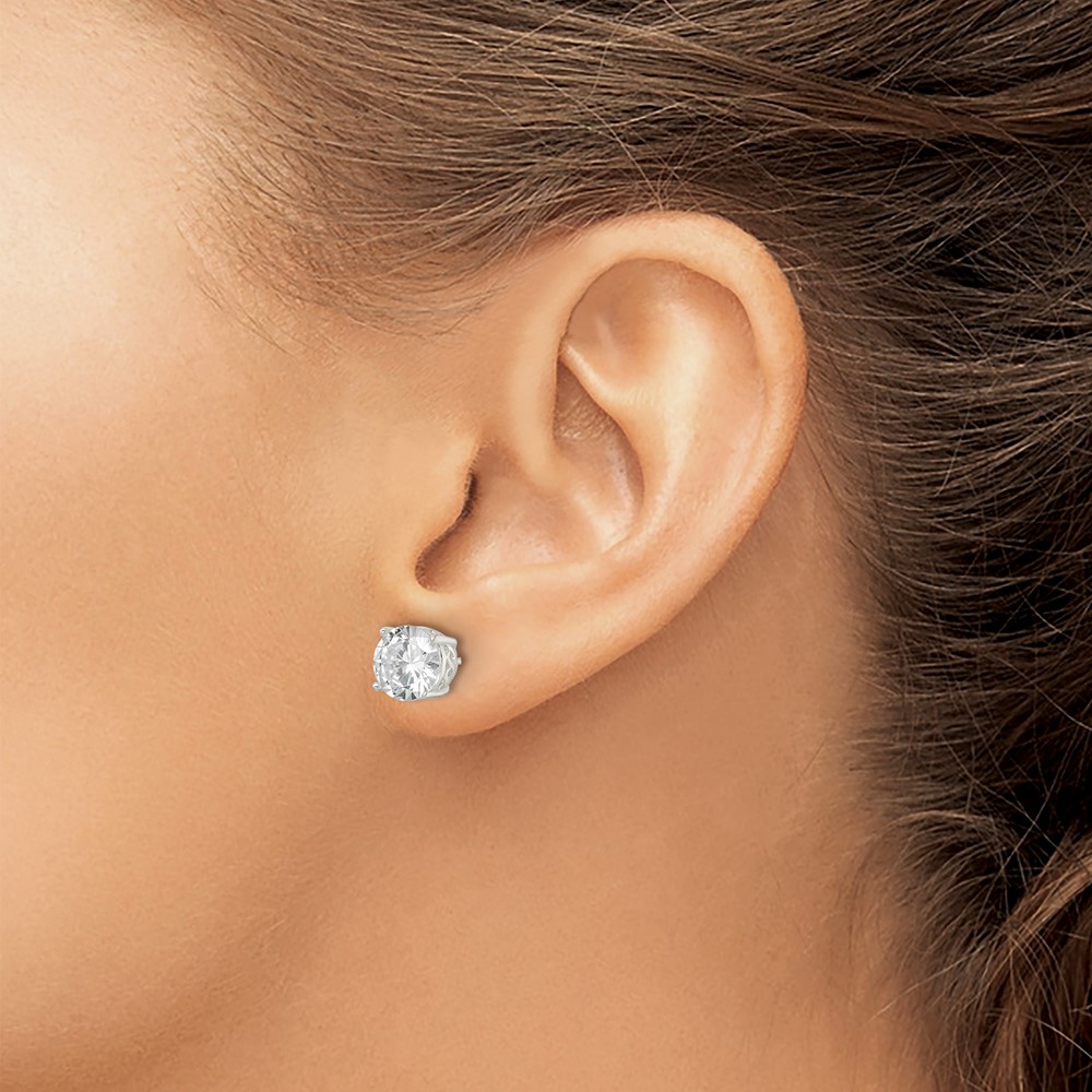 Sterling Silver Polished 8mm Round CZ Infinity Basket Set Stud Earrings (QE16134)