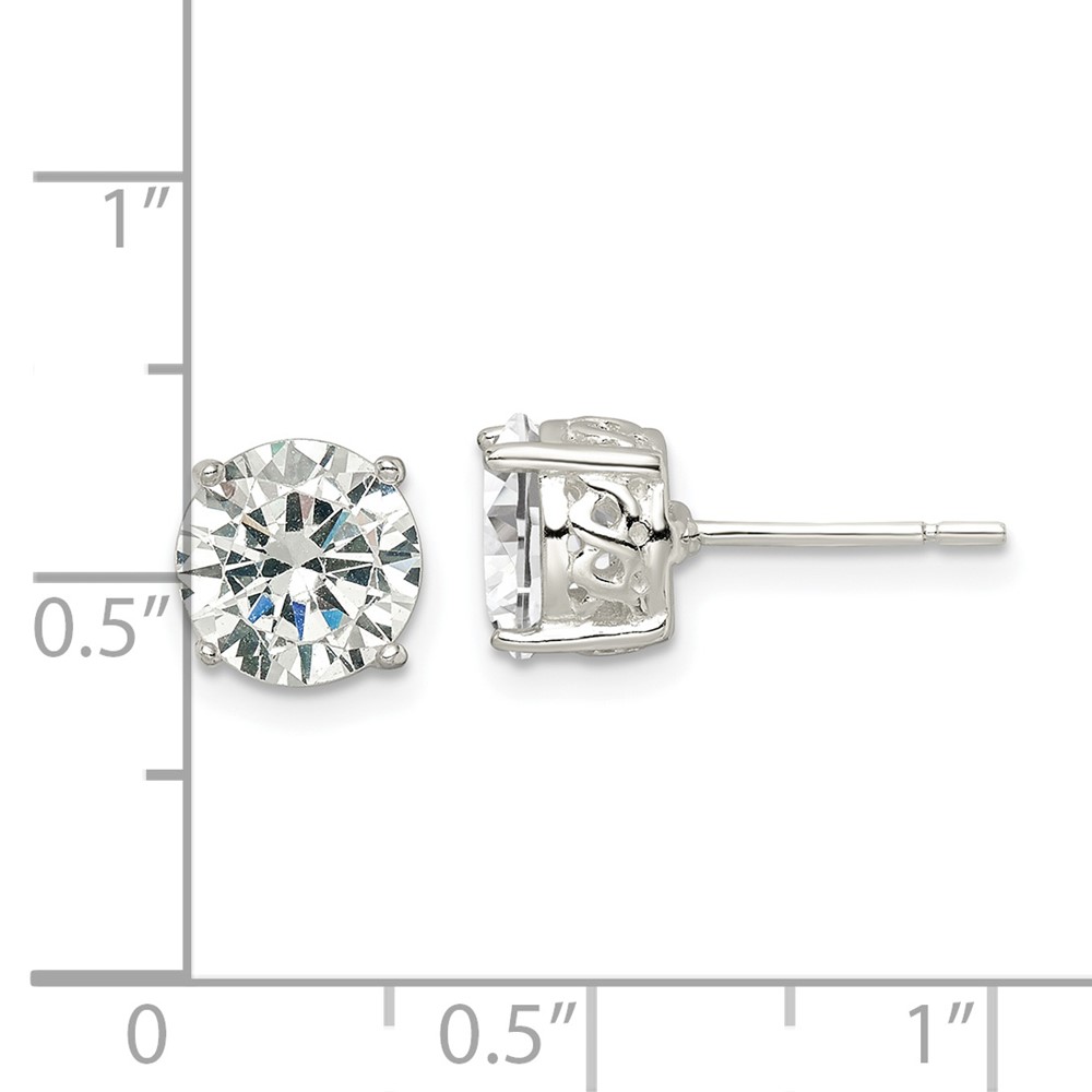 Sterling Silver Polished 8mm Round CZ Infinity Basket Set Stud Earrings (QE16134)