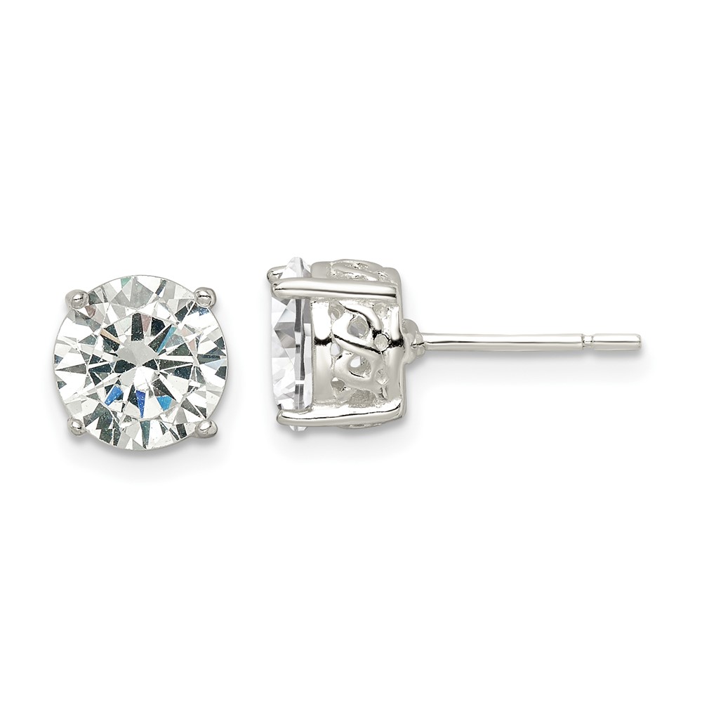 Sterling Silver Polished 8mm Round CZ Infinity Basket Set Stud Earrings (QE16134)