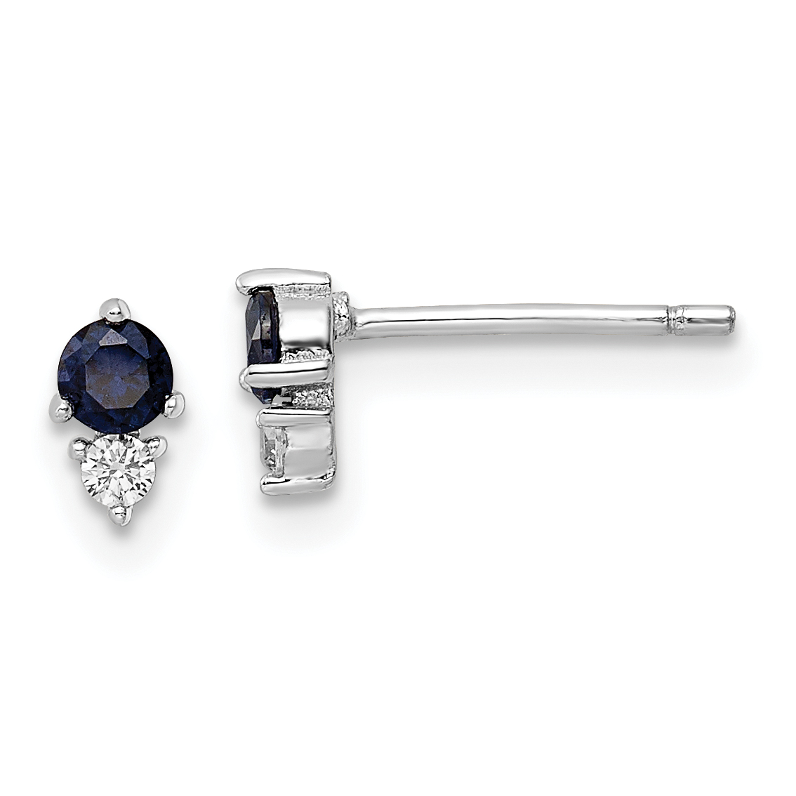 Sterling Silver Rhodium-plated Polished Blue & White CZ Post Earrings (QE16154)