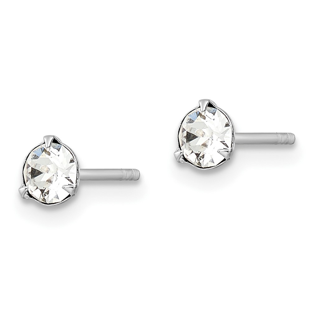 Sterling Silver Rhodium-plated Polished Round 4.5mm Crystal Stud Earrings (QE16159)