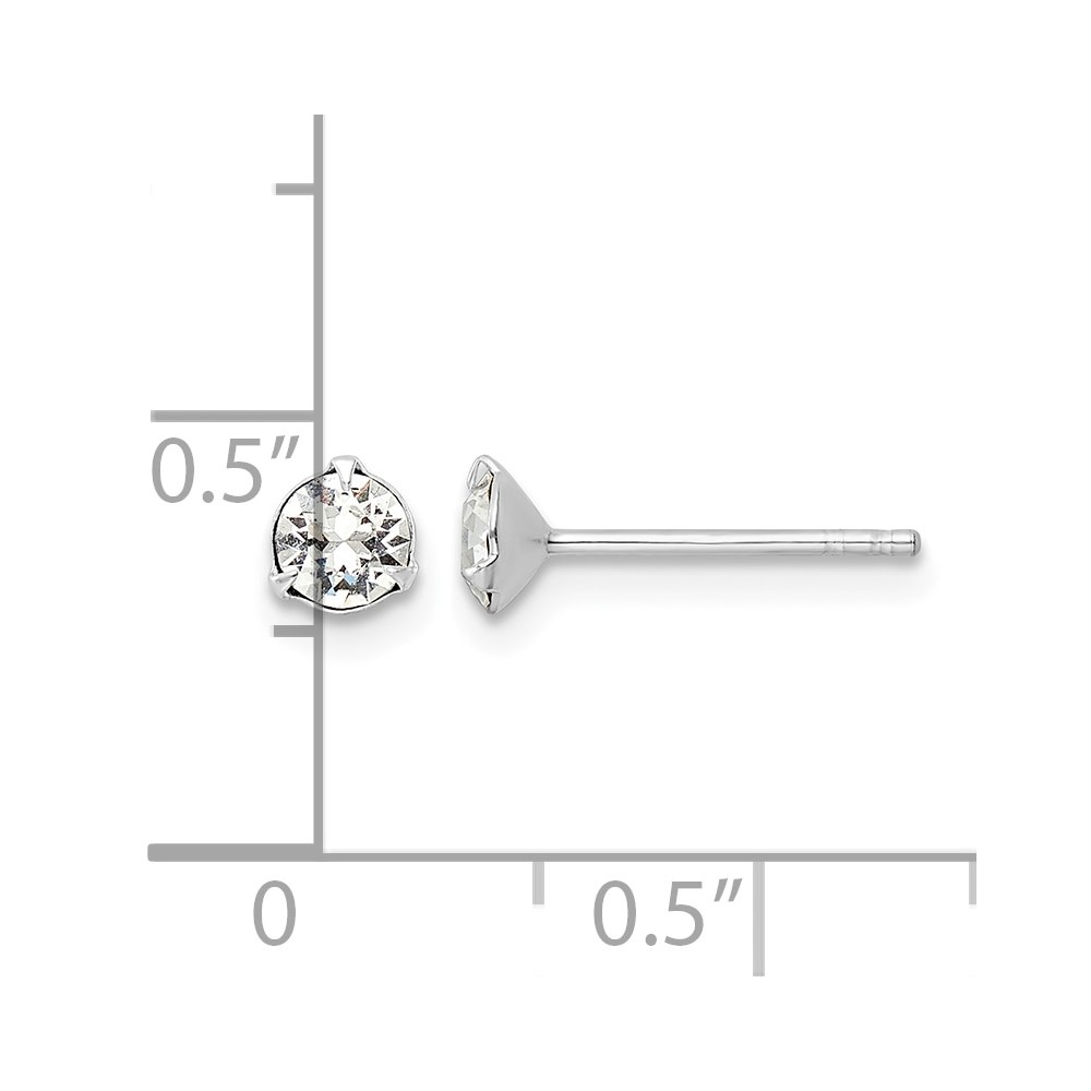 Sterling Silver Rhodium-plated Polished Round 4.5mm Crystal Stud Earrings (QE16159)