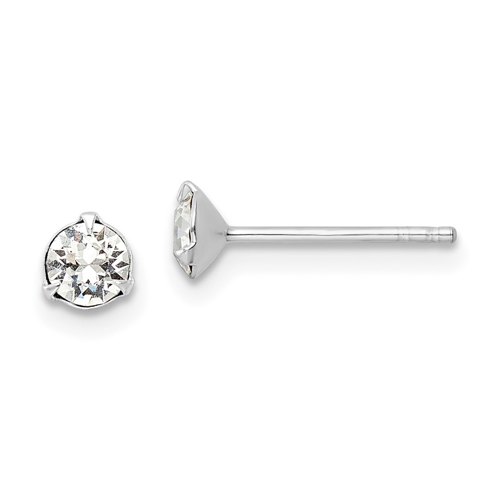 Sterling Silver Rhodium-plated Polished Round 4.5mm Crystal Stud Earrings (QE16159)