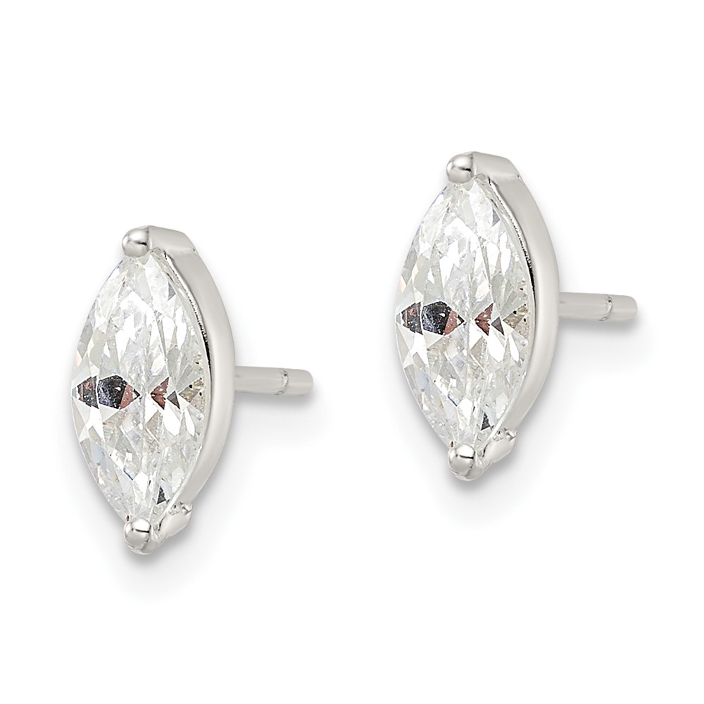 Sterling Silver Polished 9x4mm Marquise CZ Stud Earrings (QE16179)
