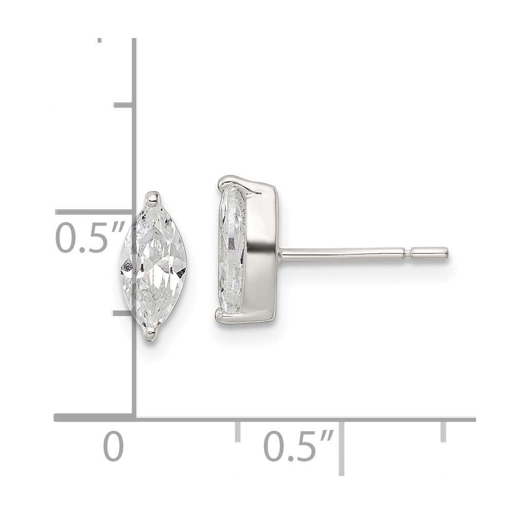 Sterling Silver Polished 9x4mm Marquise CZ Stud Earrings (QE16179)