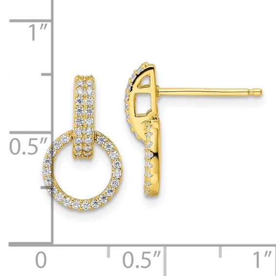 Sterling Silver CZ Circle Post Earrings