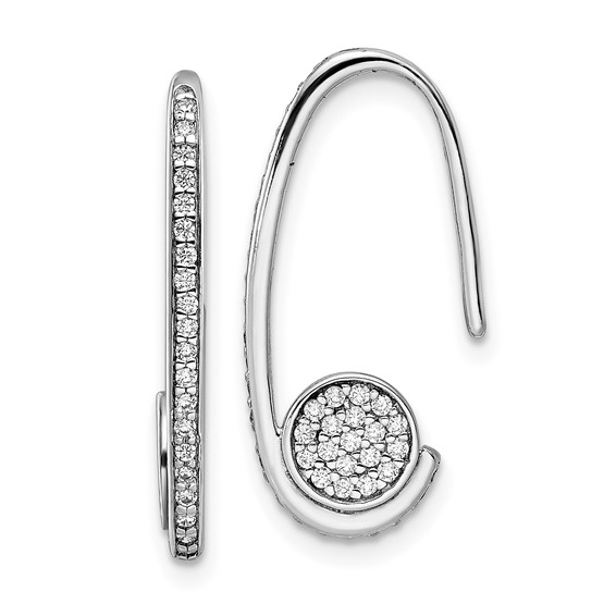 Sterling Silver Rhodium-plated Polished CZ Dangle Earrings