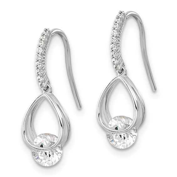 Sterling Silver Rhodium-plated Polished Fancy CZ Dangle Earrings