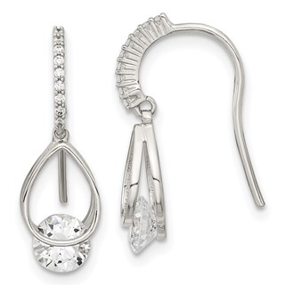 Sterling Silver Rhodium-plated Polished Fancy CZ Dangle Earrings