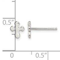 Sterling Silver Polished Cross Petite Post Earrings view 4