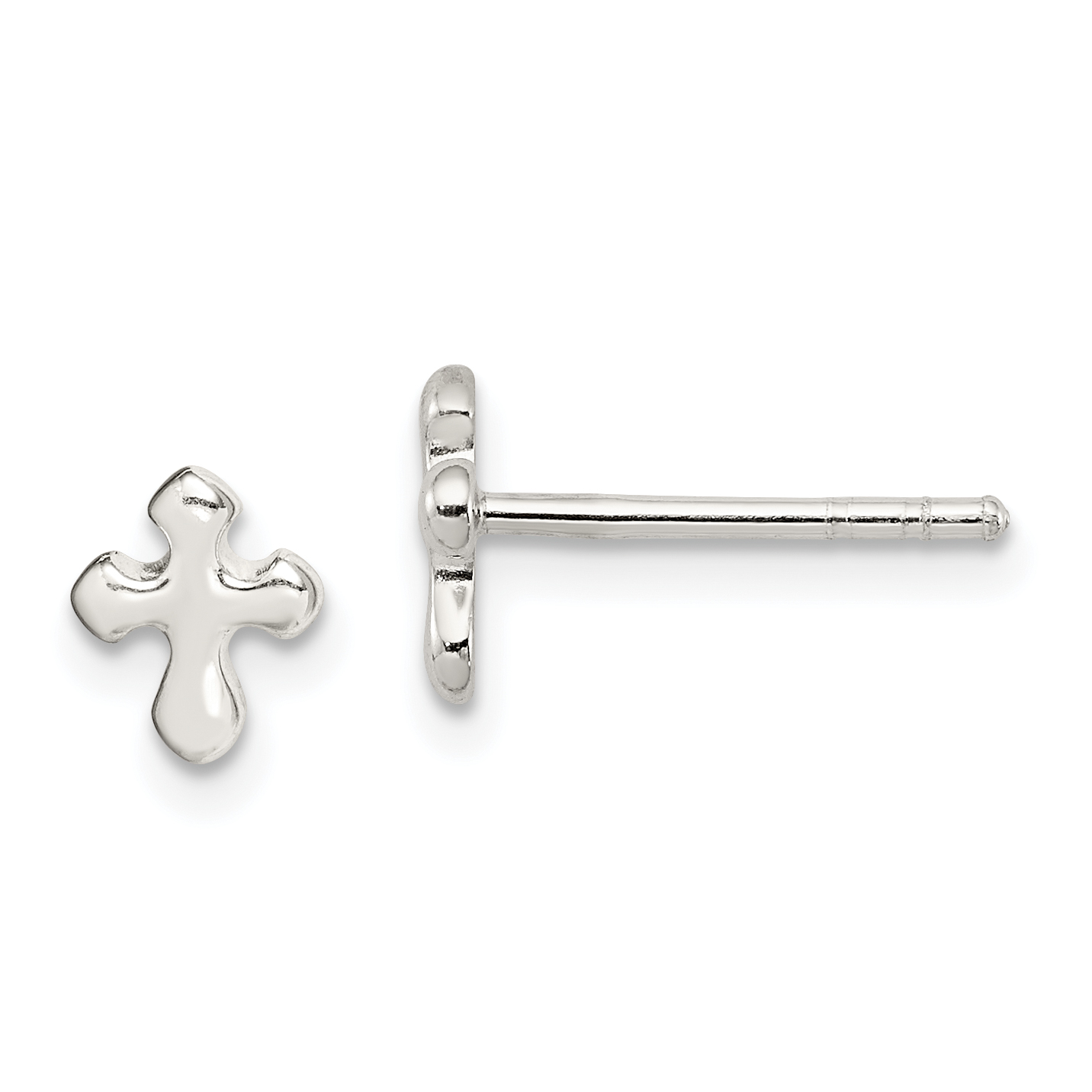 Sterling Silver Polished Cross Earrings (QE1626)