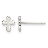 Sterling Silver Polished Cross Petite Post Earrings view 1