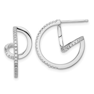 Pure Fire Sterling Silver Rhod-plated CZ Twisted Hoop Earrings