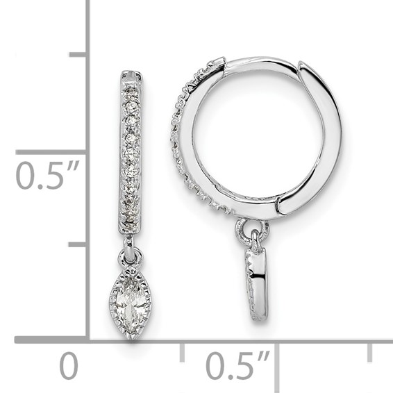 Sterling Silver Rhodium-plated Polished CZ Hinged Hoop Earrings