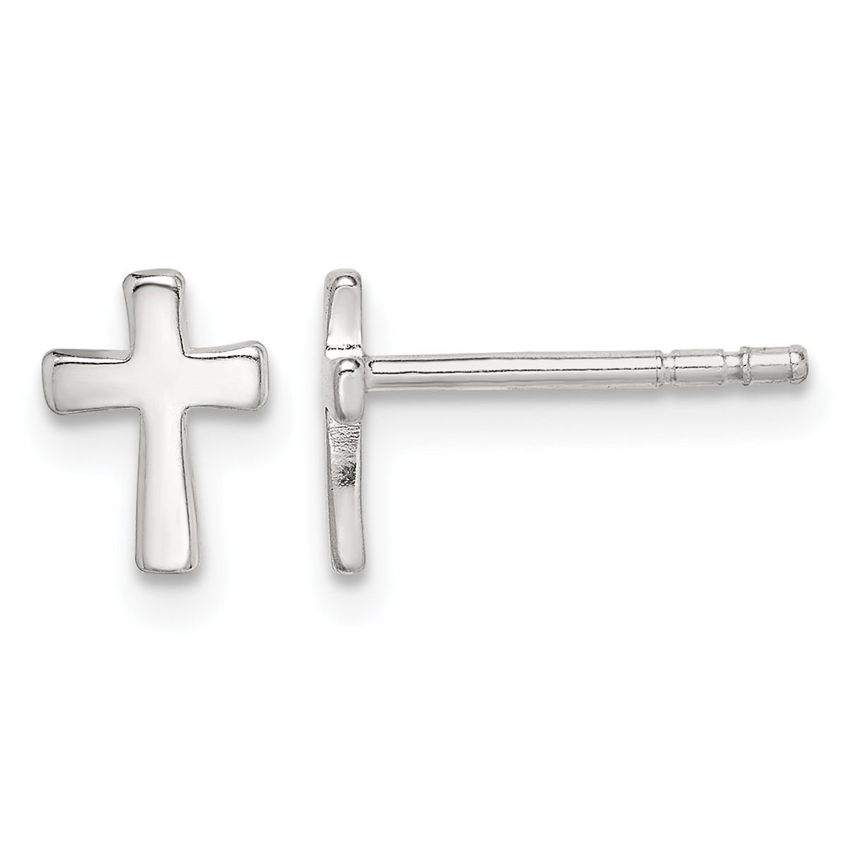 Sterling Silver Polished Latin Cross Post Earrings (QE1632)