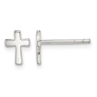 Sterling Silver Polished Latin Cross Petite Post Earrings view 1