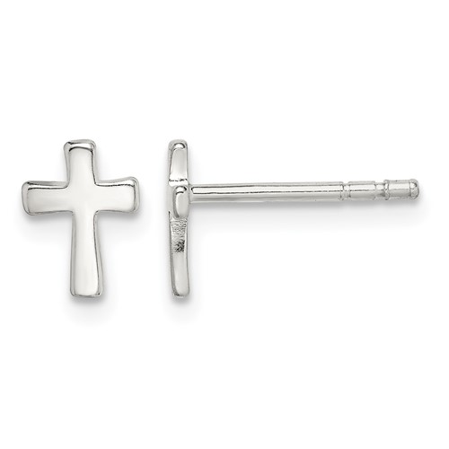 Sterling Silver Polished Latin Cross Petite Post Earrings