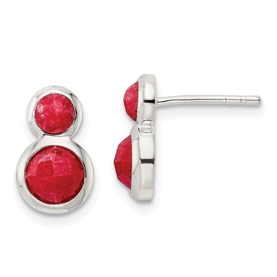 Sterling Silver Polished Red Spodumene Post Earrings