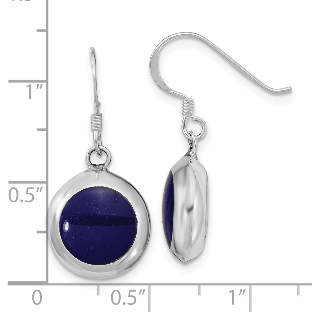 Sterling Silver Polished Round Synthetic Lapis & MOP Dangle Earrings (QE16387)
