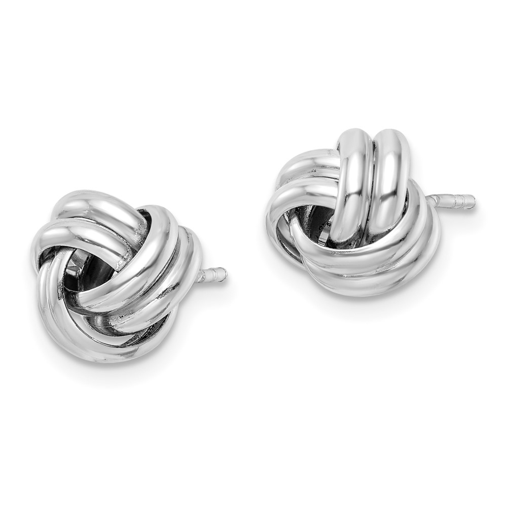 Sterling Silver Rhodium-plated Post Love Knot Earrings (QE16416)